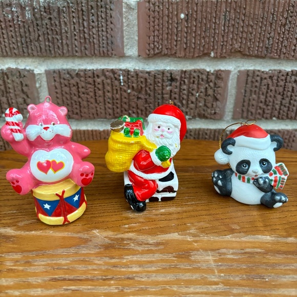 Other - Care Bear BUNDLE Christmas Figurine Bundle Santa and Bear Ceramic Plastic VTG